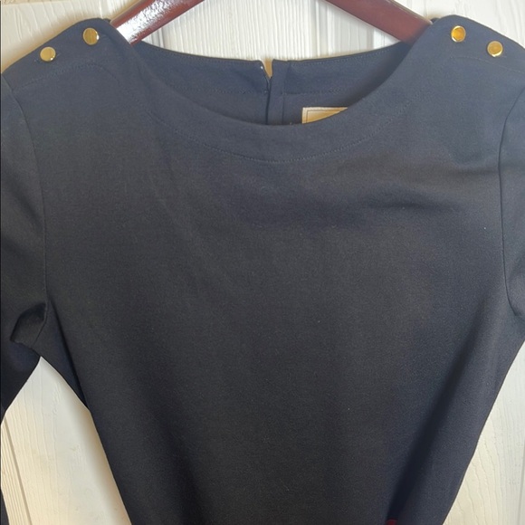 Hope & Henry Organic Cotton Black Fit and Flare Dress with 3/4 Sleeves - Picture 4 of 7